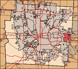 Map of Franklin County, Ohio highlighting Truro Township